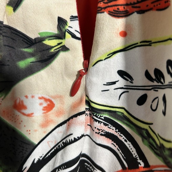 Eva Franco Mandy Dress Sz. 4 Pineapple Halter Cut Out Pleated Sleeveless Lined - Picture 12 of 16